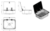 CLR1375 - Cuve rectangle avec couvercle en verre 375x325x125mm