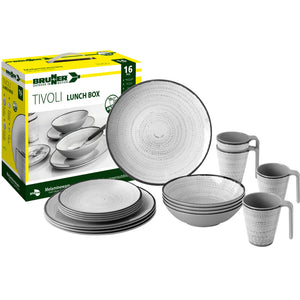 PACK VAISSELLE LUNCH BOX TIVOLI 16 PIECES MELAMINE ANTIGLISSE - BRUNNER