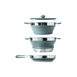 SET CUISINE PLIABLE 4 PIECES SILICONE ET ACIER