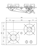 PV1351-S - 2 burner glass hob without lid 380x280mm
