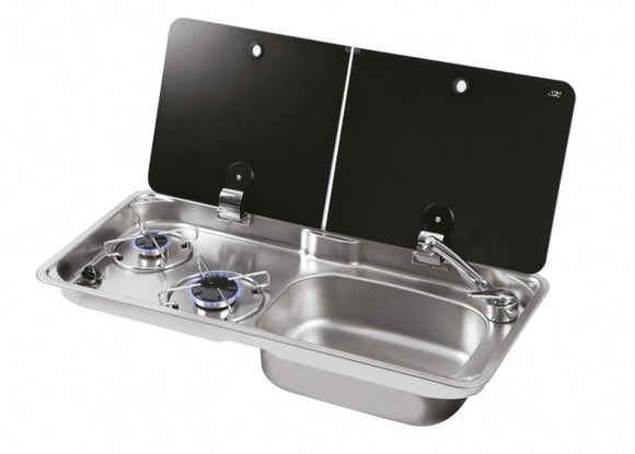 FL1765-P - 2 burner stove and 1 sink combination on the right
