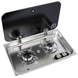 2-burner built-in stove with glass lid