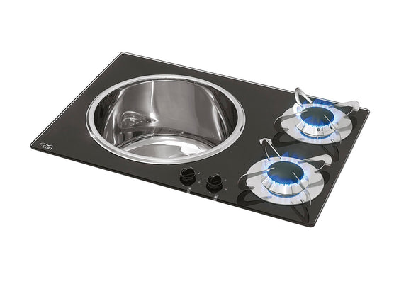 PV 1360-S - 2 burner hob and 1 sink on the left