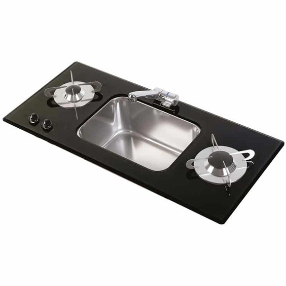 PV 1366-S - 2 burner hob and 1 central sink 800x365mm