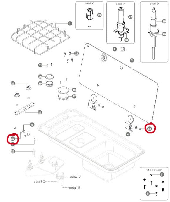 TC 5 x 6 screw for fixing the hinge and silent block - CAN