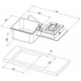 CLC1710 - Bloc compact rectangle évier + 1 feux encastrable piezo